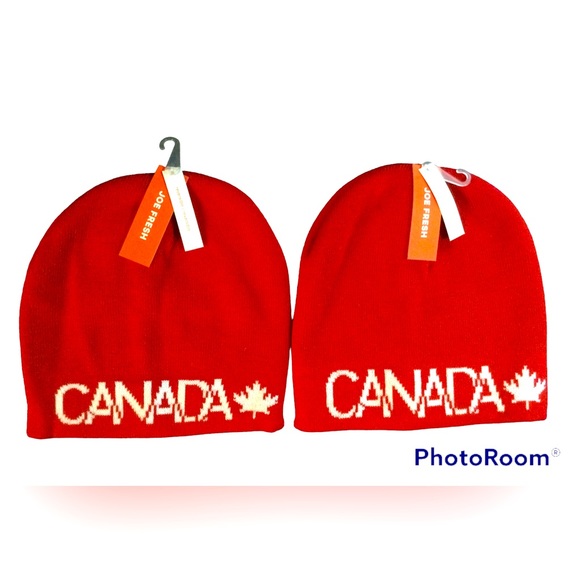 ✅ X2 BRAND NEW WITH TAG Canada Maple Leaf Red Reversible Winter Hat/Toques/Tuque - Picture 1 of 11